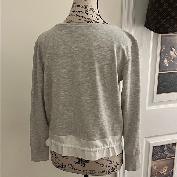 Club Monaco Light Gray Sweatshirt with White Drawstring Hem - Picture 4 of 11